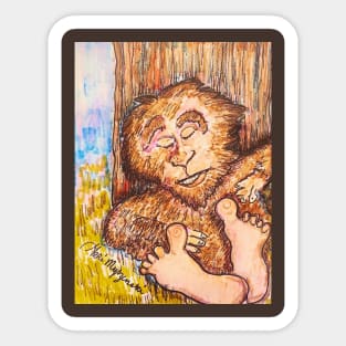 A Baby Bigfoot Sleeping Sticker